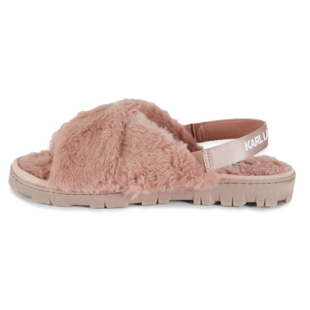 Karl Lagerfeld Fax Fur Slippers Sandals - Picture 3 of 4